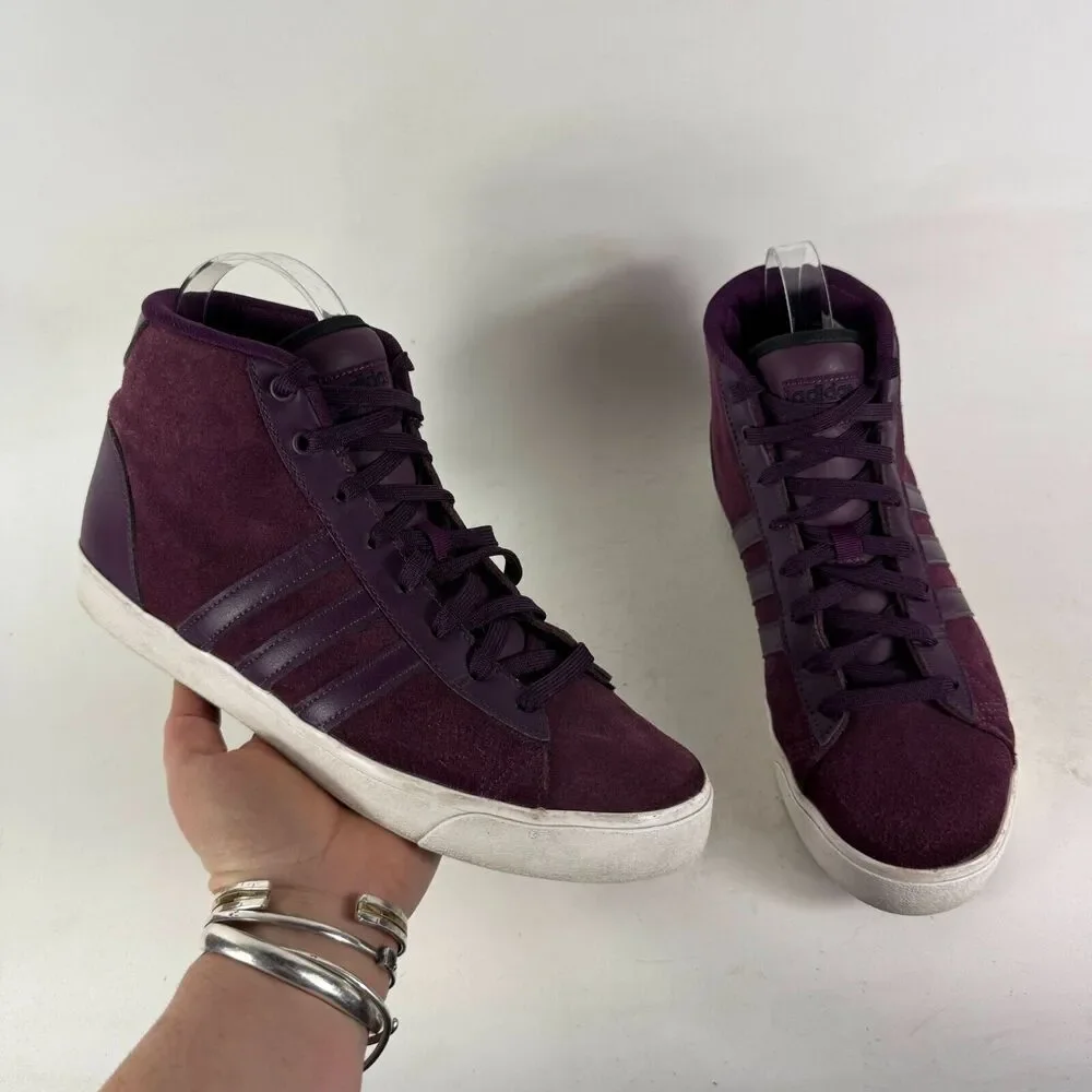 Adidas Neo Cloudfoam Sneakers Women's 9 Maroon Suede Lace Up High Top Shoes